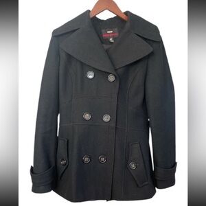 Miss Sixty M60 Wool Peacoat Black Double Breasted Peplum Back Size M Y2K